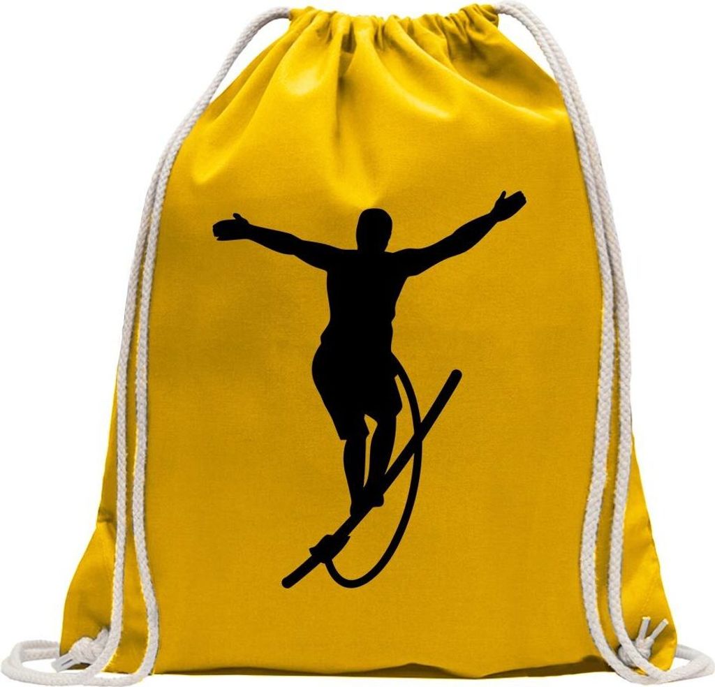 Kiwistar - Turnbeutel - gelb - Seiltanz Laufen Sport Figur - Fun Rucksack Sport Beutel Gymsack Baumwolle mit Ziehgurt
