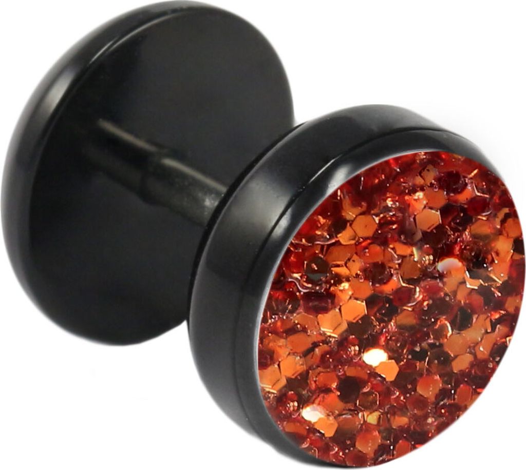 Fake Plug Ohrstecker schwarz Glitterline in verschiedenen Farben und Größen Farbe - Hellbraun Größe - 8 mm