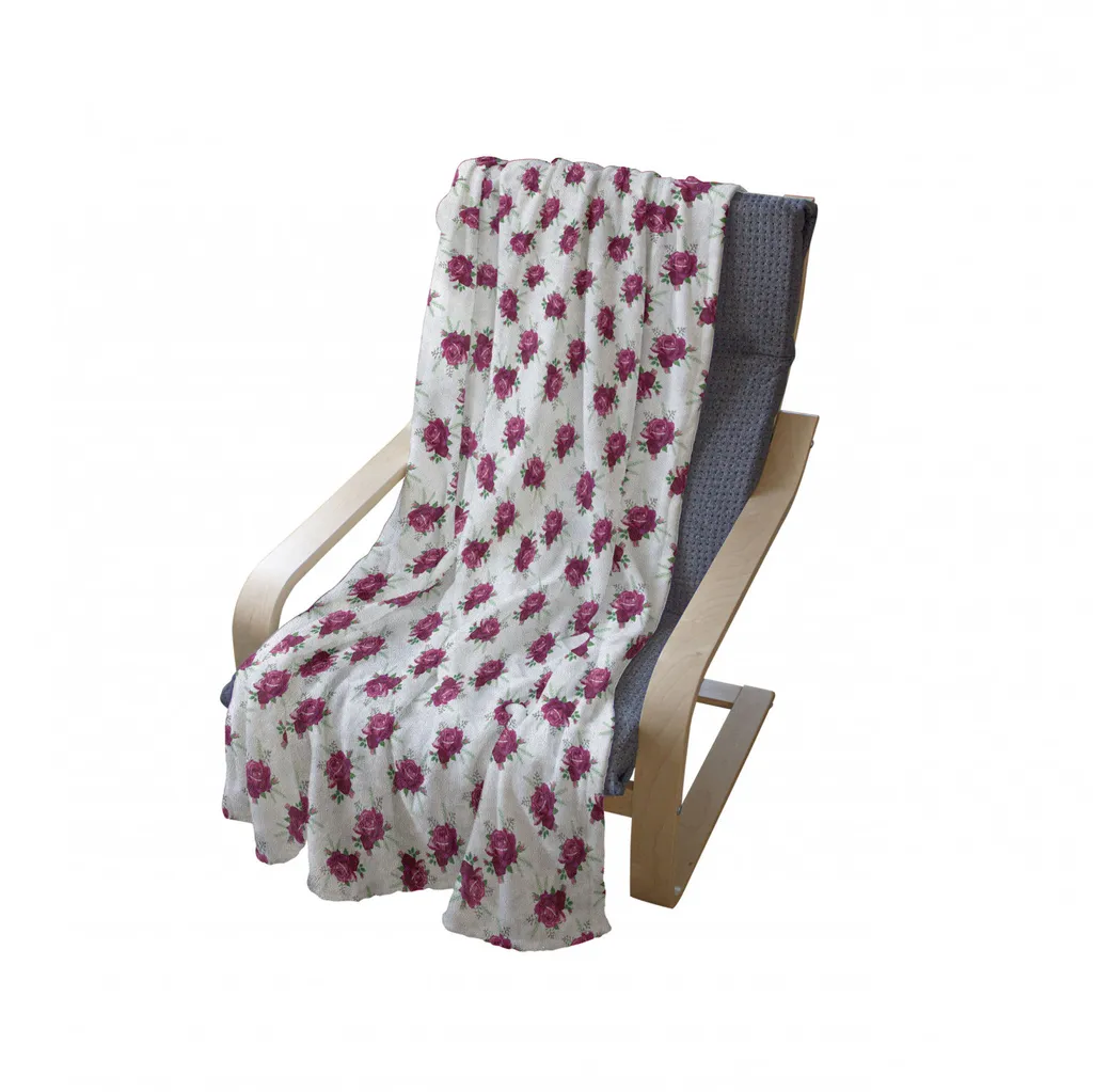 Abakuhaus Coperta in Flanella Blooming Rose 125x175 cm | Plaid Morbido Rosa