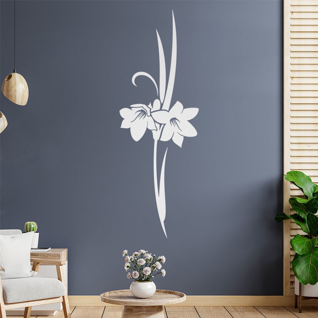 Blumen - Linien Wandtattoo in 6 Größen - Wandaufkleber Wall Sticker - Dekoration, Küche, Wohnzimmer, Schlafzimmer, Badezimmer