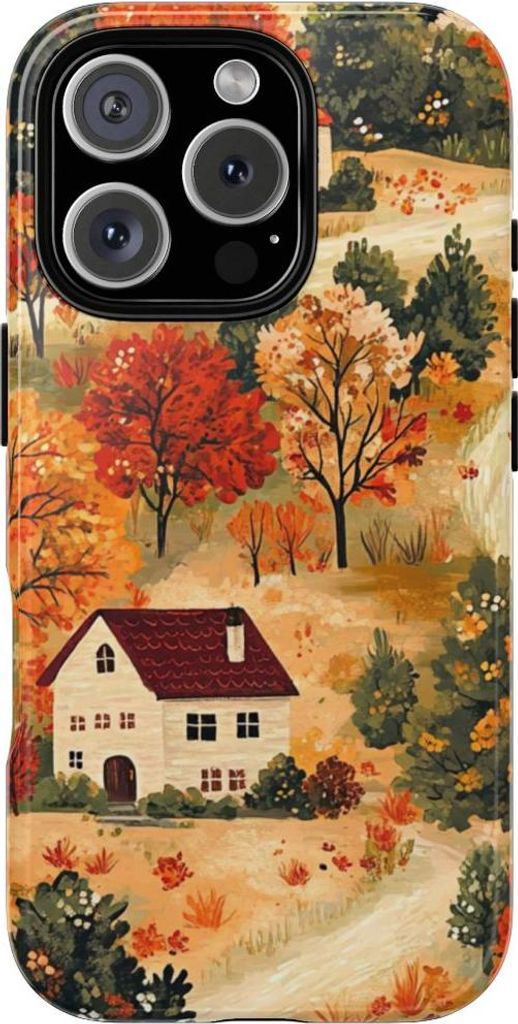 Herbstliche Landschaft mit Häusern – Hülle Kompatibel mit iPhone 16 Pro