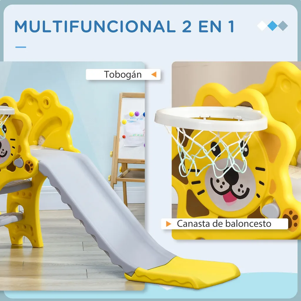 Toboggan pour enfant interactif en plastique jaune haute résistance - 4
