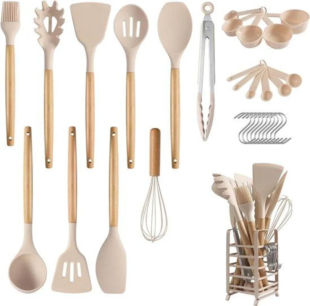 Ustensiles cuisine silicone kaki : fini les rayures et le brûlé