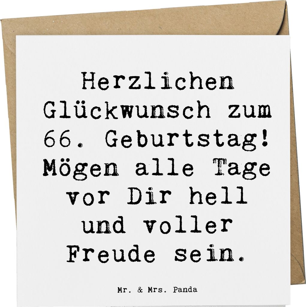 Mr. & Mrs. Panda Grußkarte Spruch 66. Geburtstag Glückwünsche - Weiß - Geschenk, doppelkarte, bestes Jahr, faltkarte, Glückwunschkarte, Gesche...