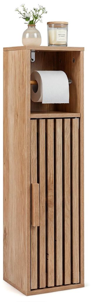 COSTWAY Schmaler Badezimmerschrank aus Holz, Nischenschrank Produktbild 