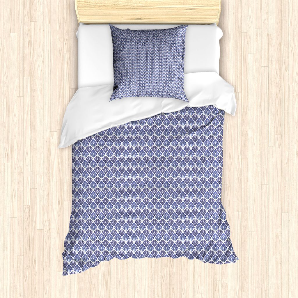 ABAKUHAUS Boho Bettbezug Set für Einzelbetten, Gebogene Triangles and Stripes, Milbensicher Allergiker geeignet mit Kissenbezug, 135 cm x 200 cm -...