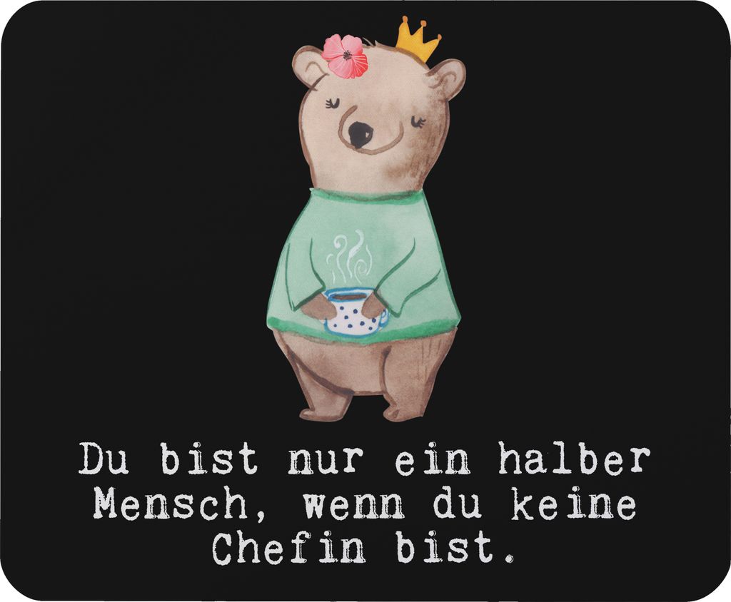 Mr. & Mrs. Panda Mauspad Chefin Herz - Schwarz - Geschenk, Lustig, Führungskraft, computer mousepad, CEO, mousematte, Spruch, Beste, pc mausunterl...