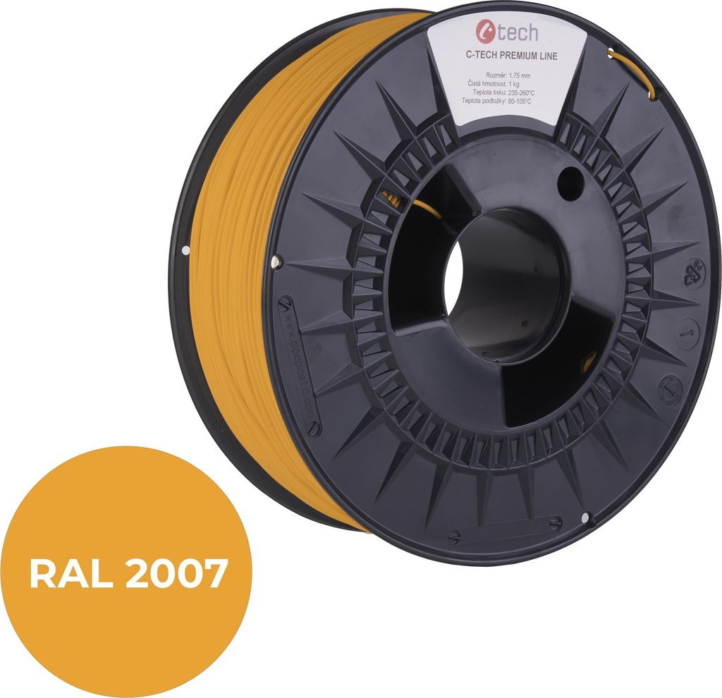 C-TECH Filament PREMIUM LINE PLA lumineszierend hellorange RAL2007