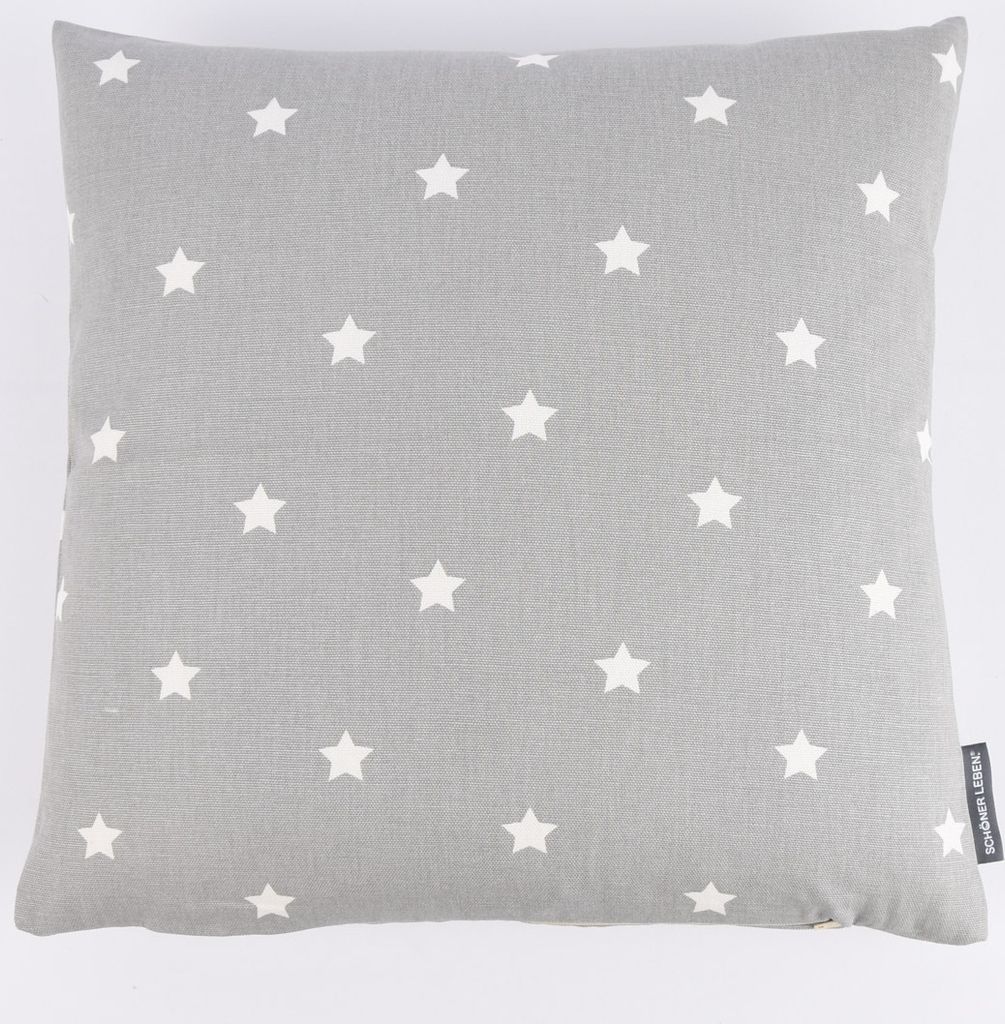 SCHÖNER LEBEN. Kissenhülle Twinkle Sterne grau weiß 40x40cm