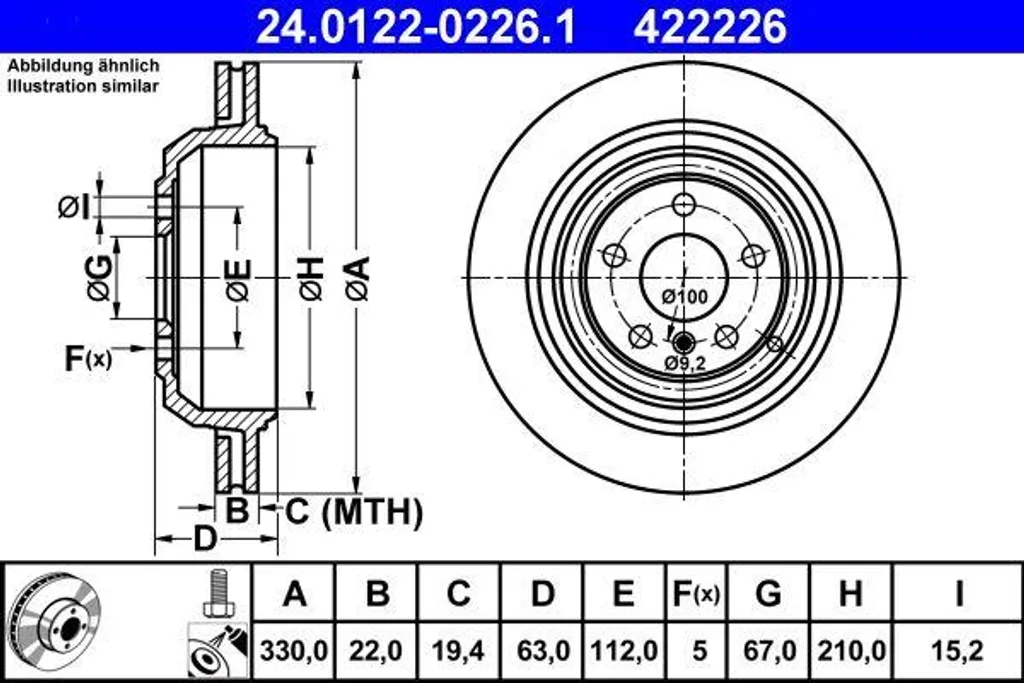 Disque de frein haute performance ATE 1644230612 pour SUV Mercedes Classe R