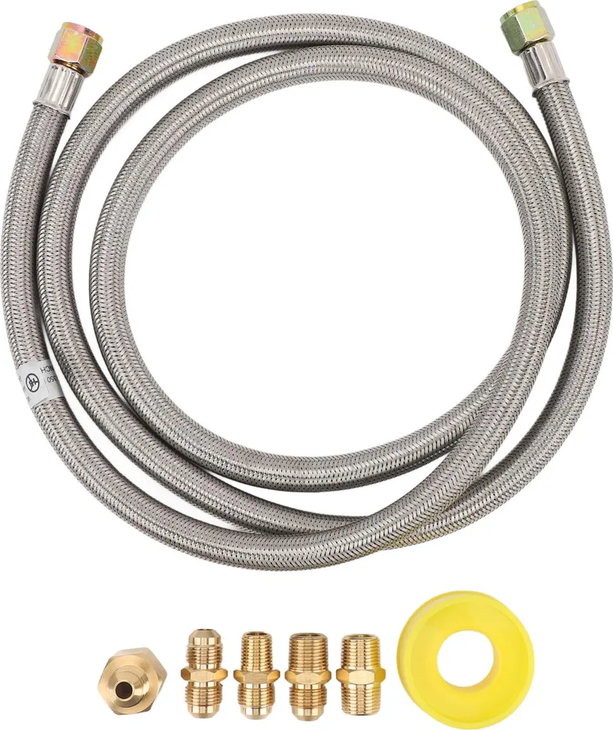 Tuyau RV inox 6ft avec 7 raccords rapides haute résistance pression