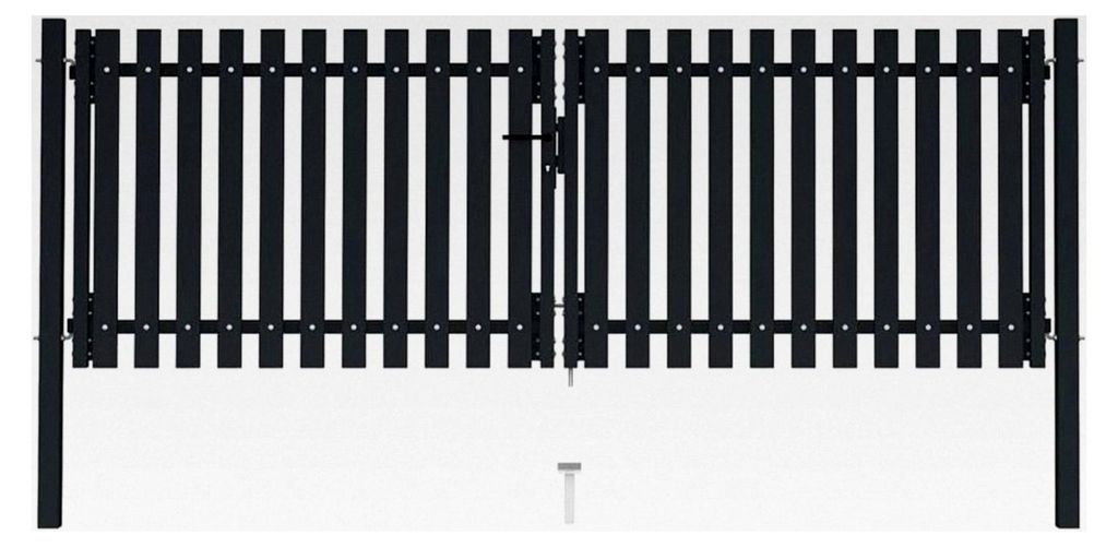 Doppelflügel Zauntor Stahl 306x125 cm Anthrazit