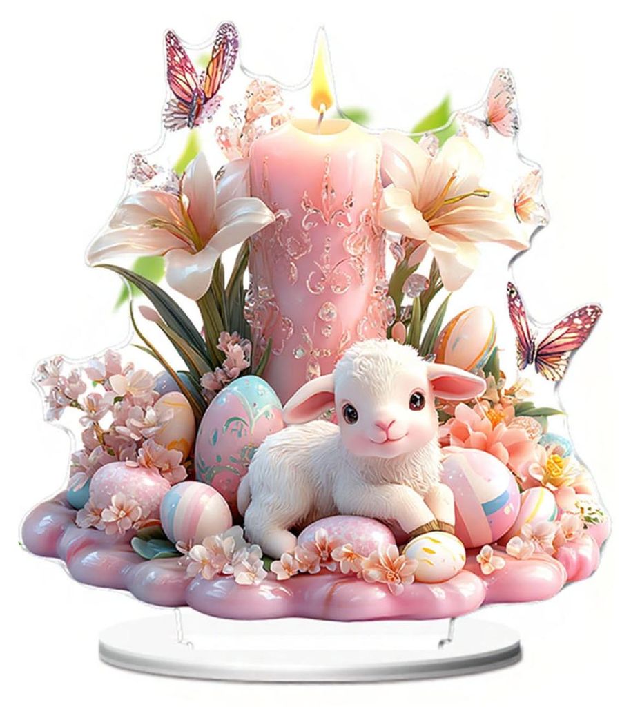 Osterhase 2D Acryl-Ornament Eier Hasen Tischschild Zuhause Wohnzimmer Feiertag Party Tischdekoration Tier