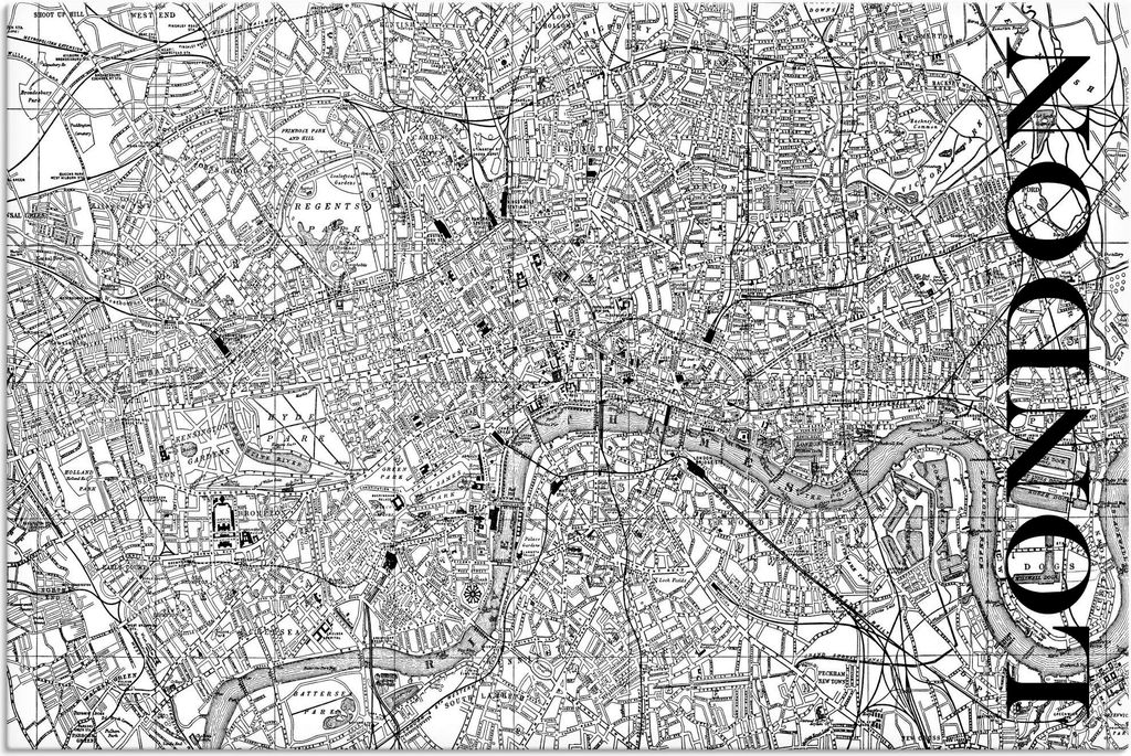 ARTland Leinwandbild London Karte Straßen Karte Größe: 60x40 cm