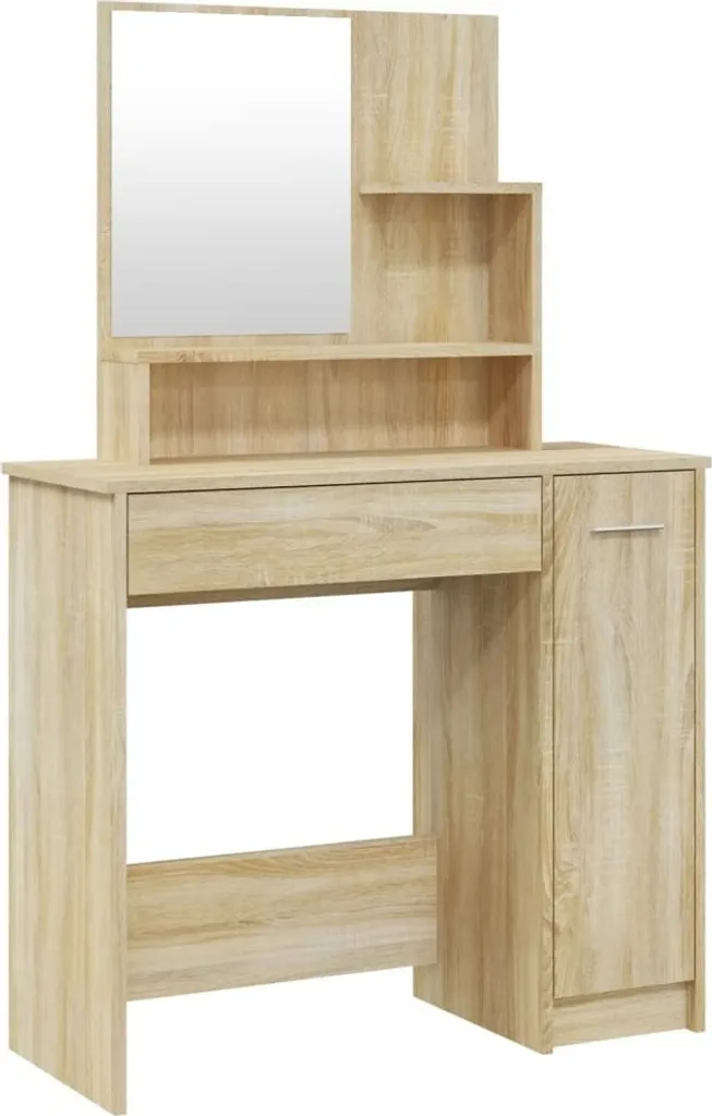 SYFAX™ Toeletta con Specchio Rovere Sonoma 86,5x35x136 cm