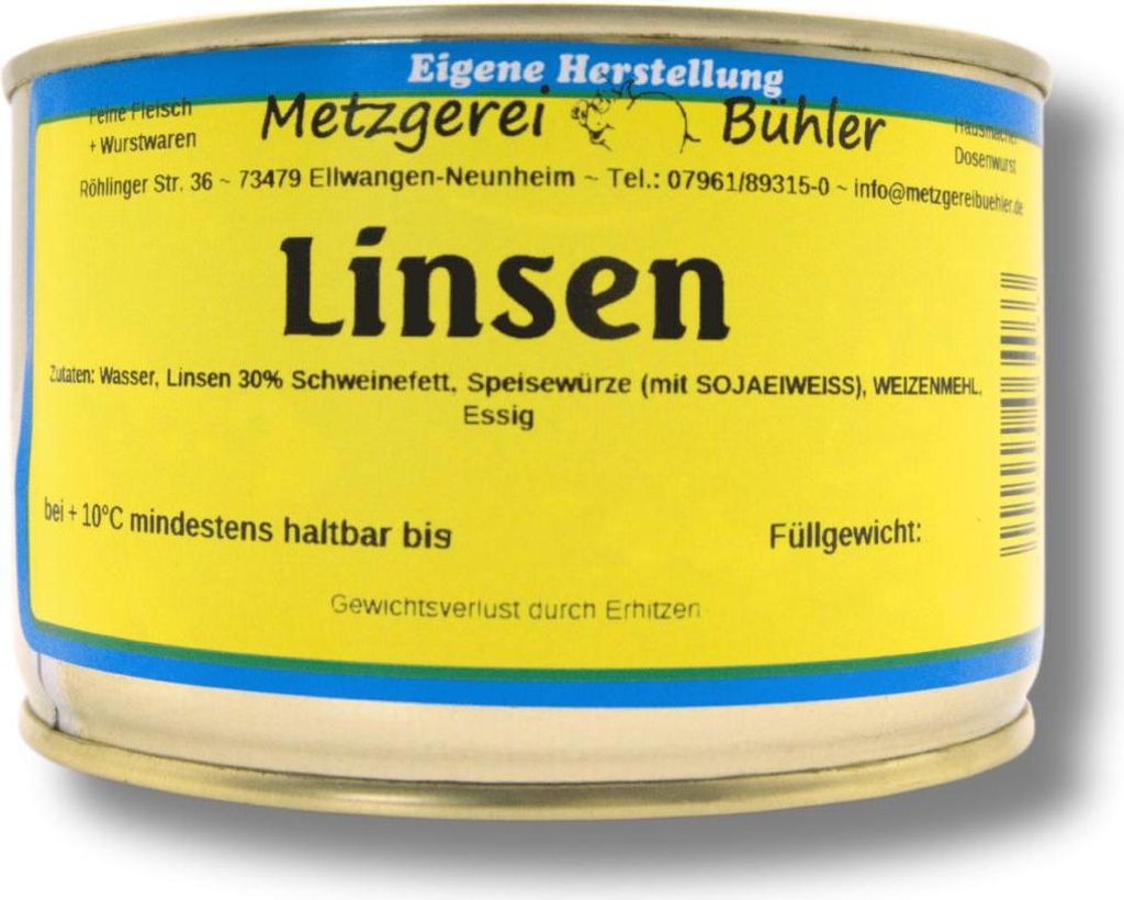 Linseneintopf mit Essig Linsen Fertiggericht 400g Gourmet Fleisch Konserve