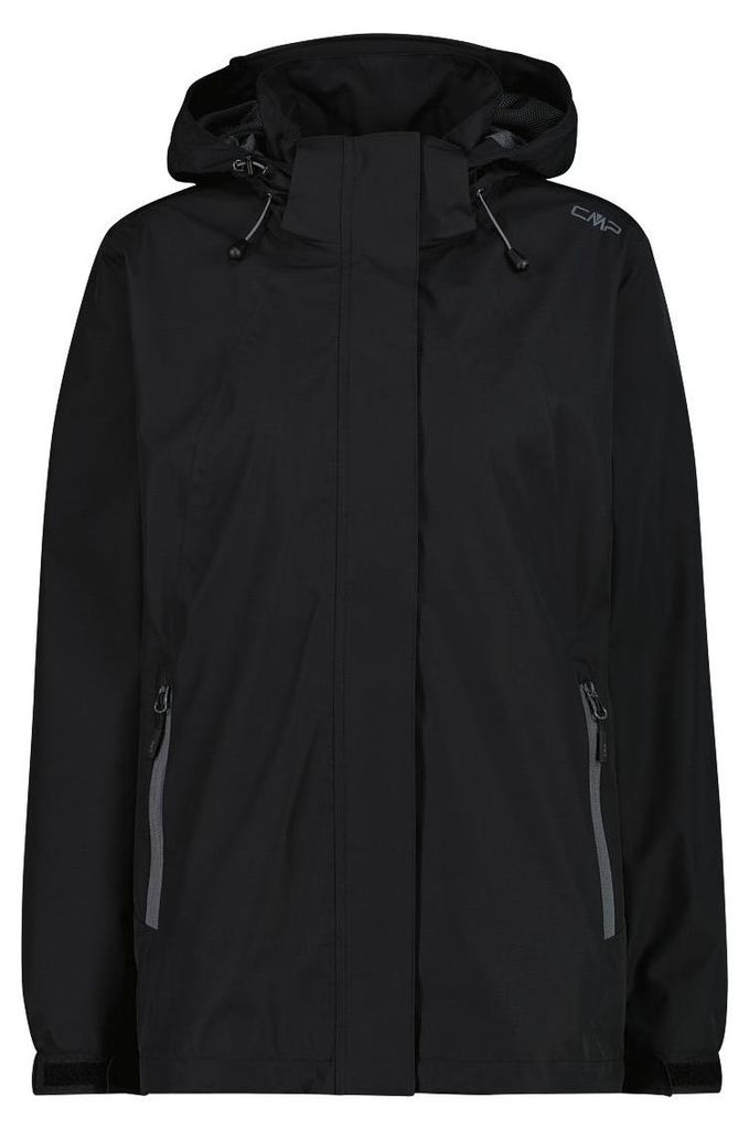 CMP Damen-Regenjacke mit abnehmbarer Kapuze schwarz 44