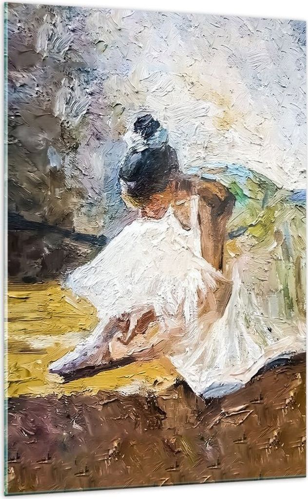 Bilder auf glas - Einteilig - Ballerina Mädchen Öl - 70x100cm - Glasbilder - Wandbilder - Bilder - zum Aufhängen bereit - Wanddekoration aus Gla...