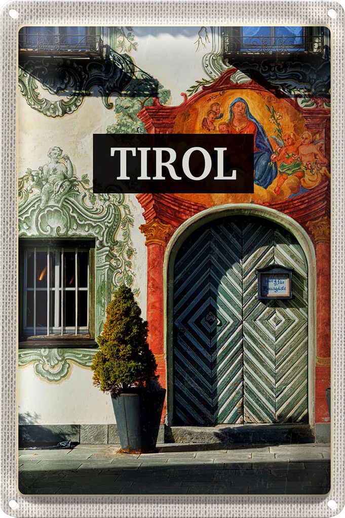 Blechschild Reise 20x30cm Tirol Gebäude Kunst Jesus Christus