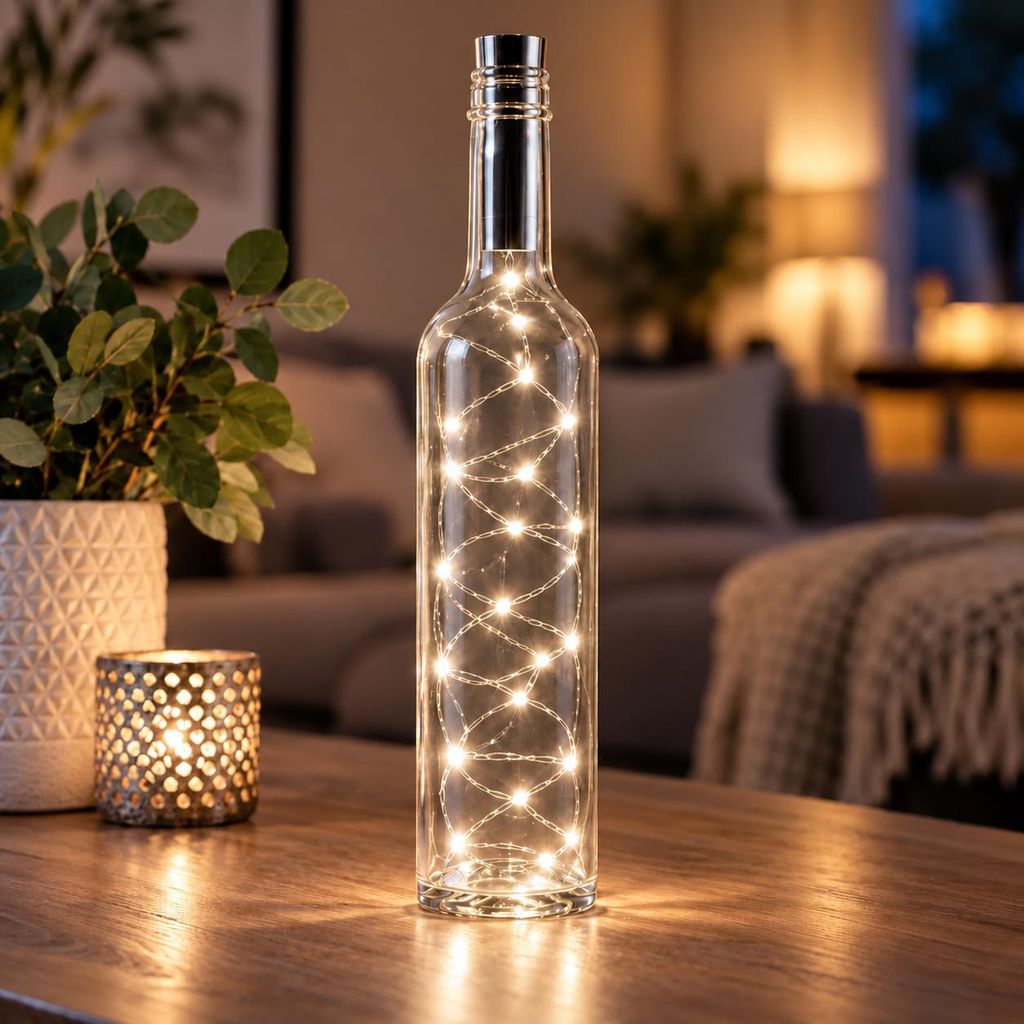 20er LED Flaschenlicht Timer Stab Korken Draht-Lichterkette Produktbild 