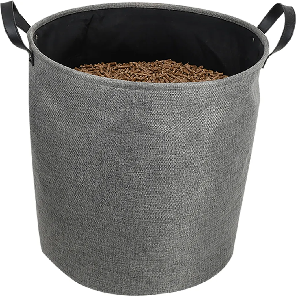 Rangement pellets 60 litres EDA gris en feutre pour salon et foyer