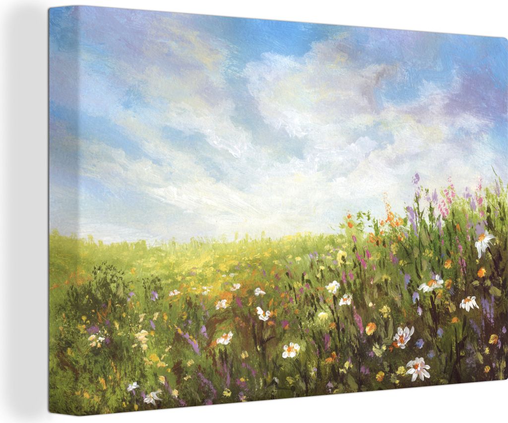 OneMillionCanvasses - Leinwandbilder - 150x100 cm, Sommer - Blumen - Ölfarbe, Wandbilder Kunstdruck Wanddekoration