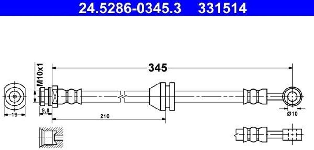 ATE 24.5286-0345.3 - OE 96682950 Bremsschlauch für Spark (M300)