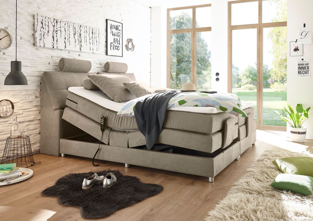 Palermo 180x200 cm Boxspringbett mit Motor Sand, Produktbild 