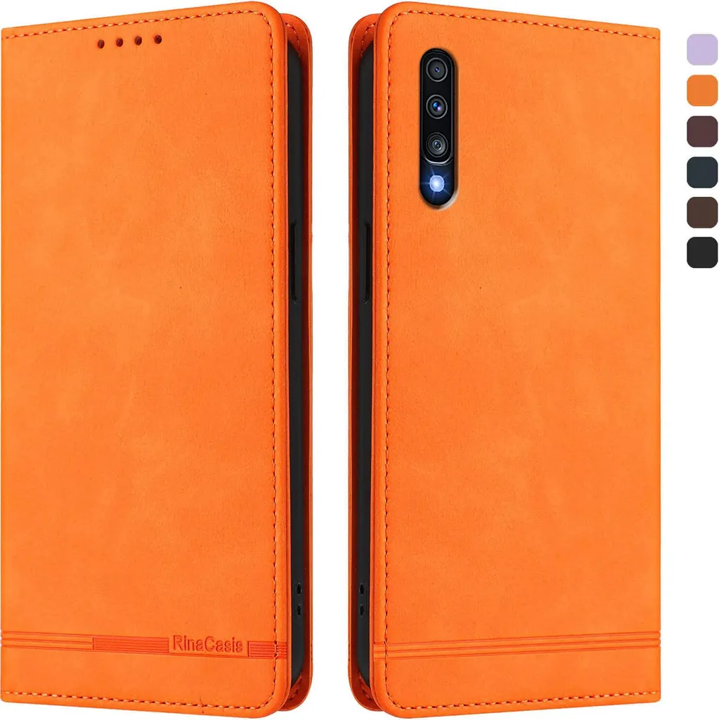 Ailisi Cover Samsung Galaxy A71, Orange Flip Cover Cartoon Cute Frog