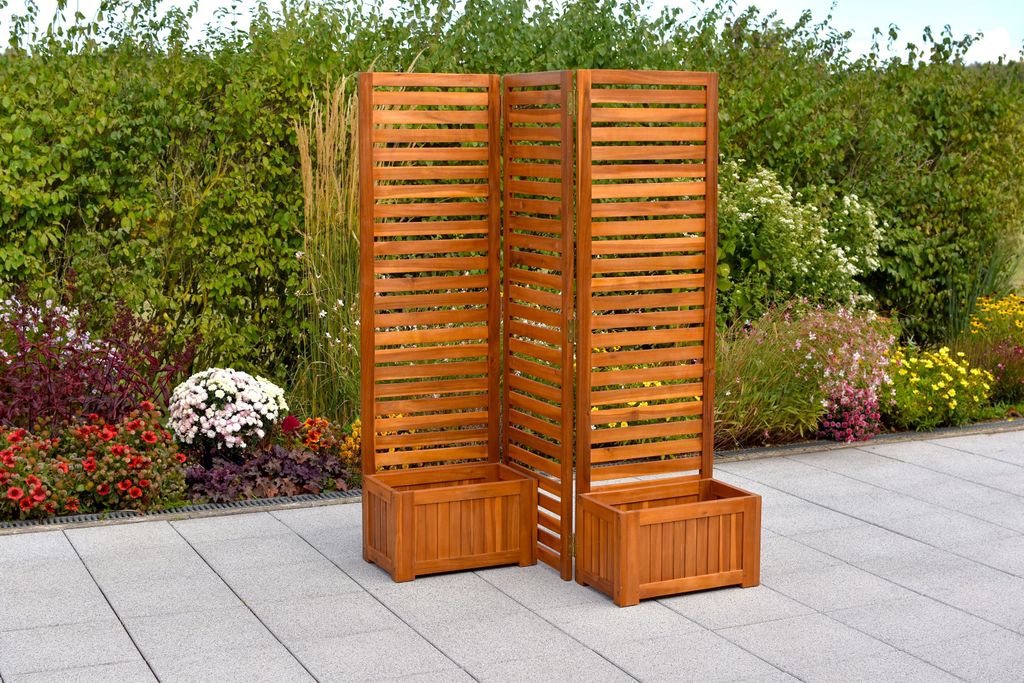Merxx Sichtschutz mit Blumenkasten - Akazienholz Produktbild 4