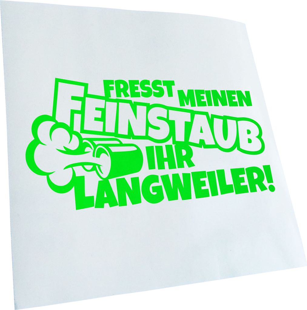 Kiwistar - Autoaufkleber - Fresst mein Feinstaub M2 - Neongrün - 50x25cm - Aufkleber für Auto, Laptop, Fahrrad, LKW, Motorrad mehrfarbig JDM Deca...