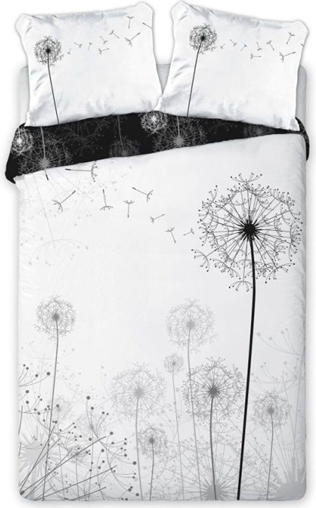 FARO Lino Dandelion bianco e nero Cotone, 140/200, 70/90 cm Immagine del prodotto 