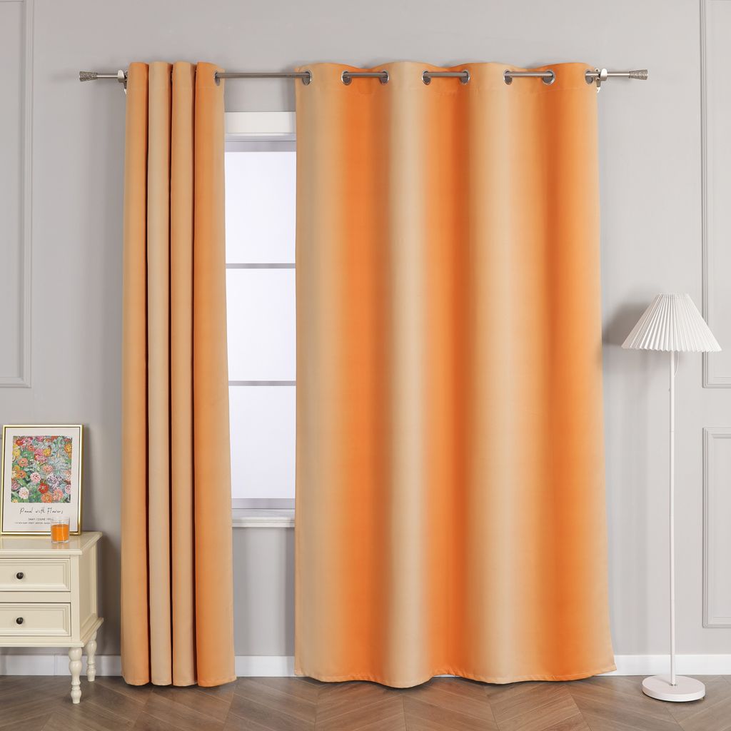 Joyswahl Blickdicht Gardinen Verdunklungsvorhänge Ösenschal Sonnenschutz Schlafzimmer Wohnzimmer HxB 145x135 cm Orange 1 Stück