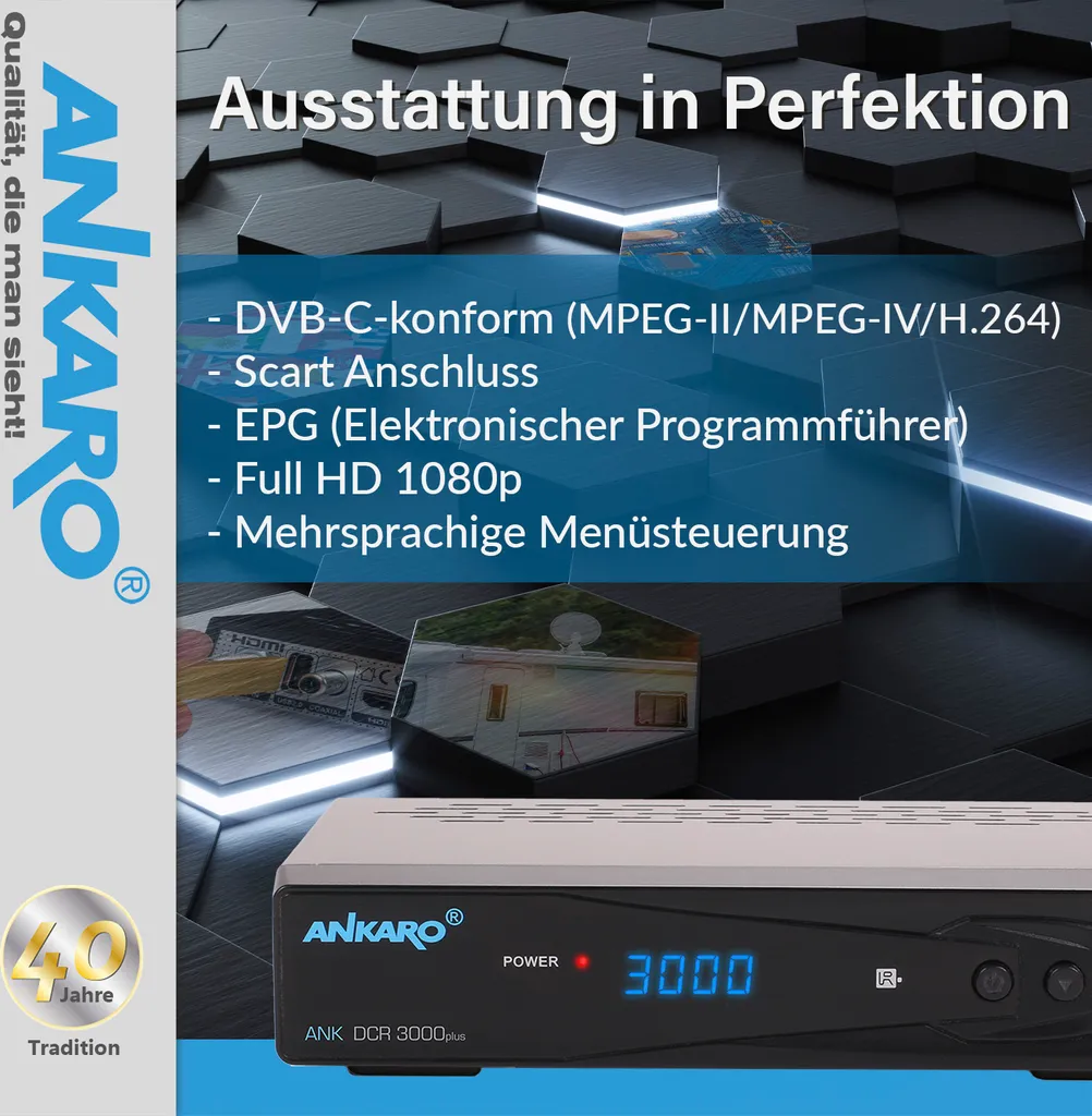 Décodeur TNT Câble Full HD Ankaro DCR 3000 Plus avec Port USB Noir - 4