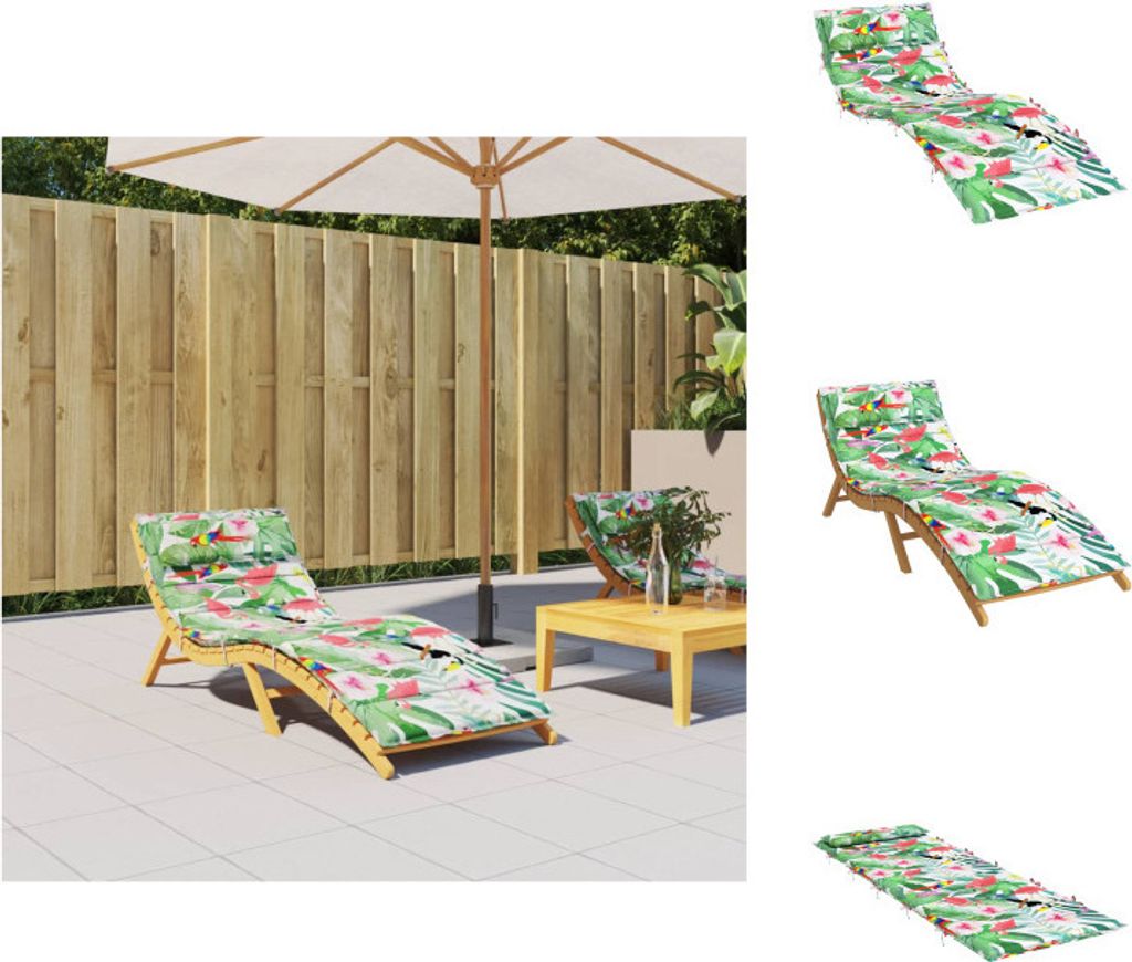 vidaXL Sonnenliegen-Auflage Mehrfarbig 180x60x3 cm Oxford-Gewebe - Sitzpolster