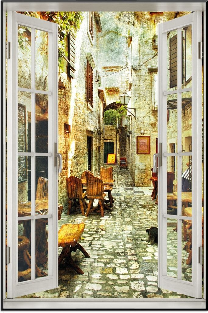 Wallario Wandbild mit Fenster-Illusion: Italienische kleine Produktbild 