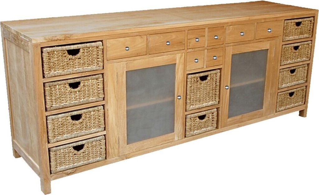 Teako Design Sideboard Vallvik Teakholz Massiv Wetterfest 210x90x60cm