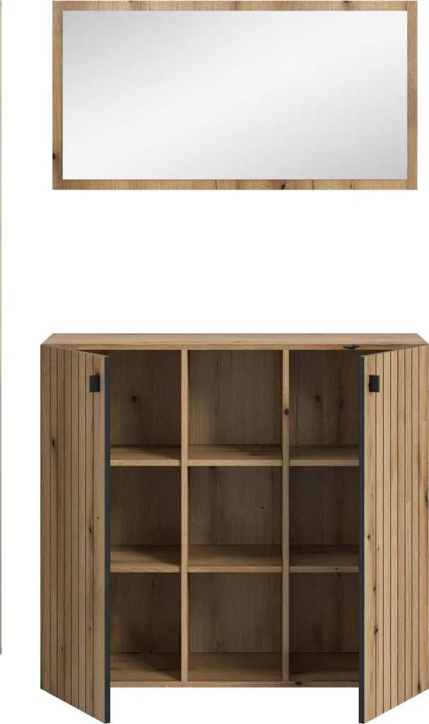 Armoire de rangement multi-usages chêne clair - Station complète déco - 3