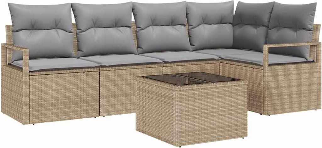 (Robust Möbel) Garten-Sofa-Set - Balkonmöbel/Loungeset - elegantes Design - mit Kissen 6 pcs Beige und Hellgrau - - Gartensofas DEMöbel985540