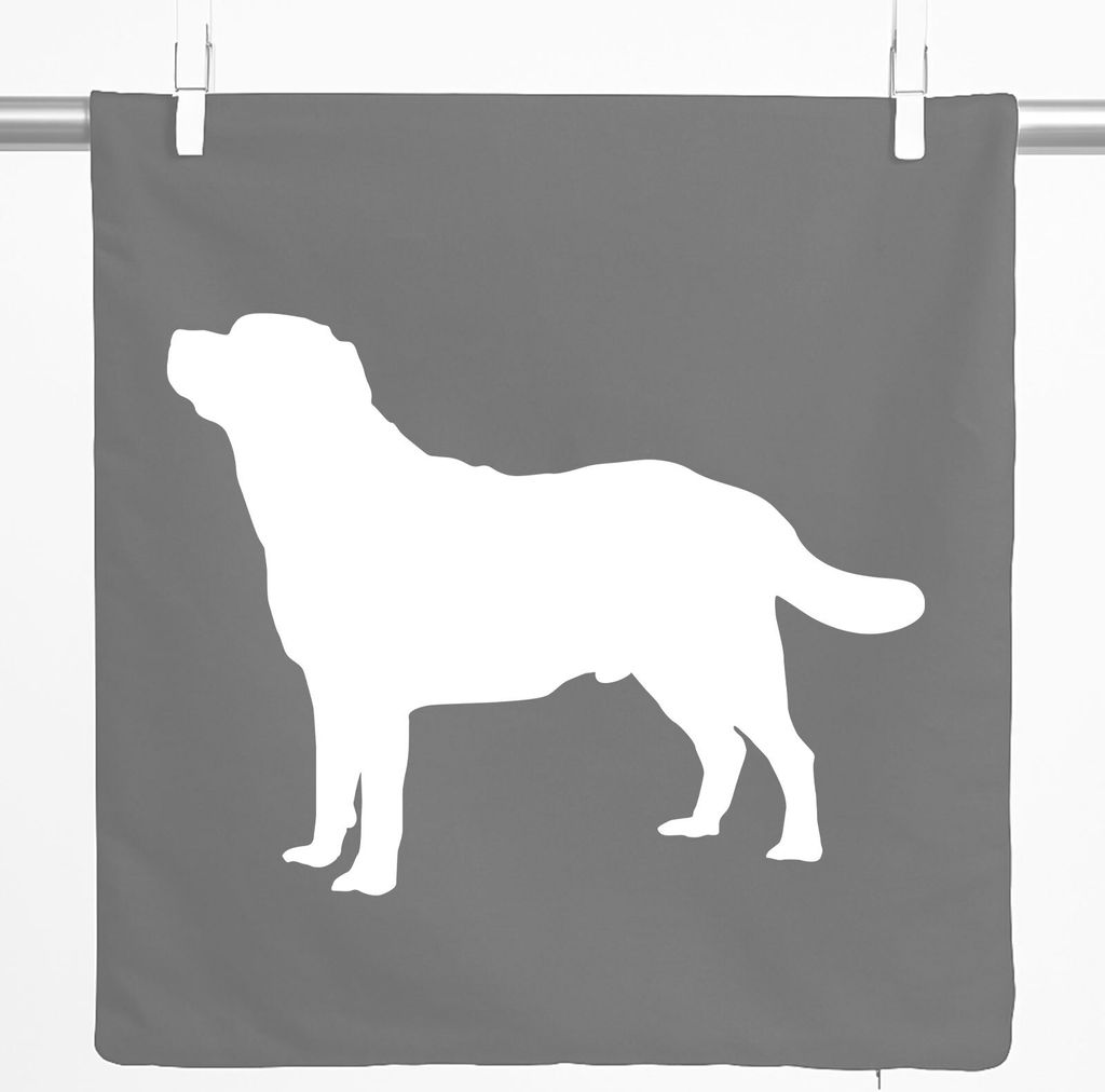 Huuraa Kissenbezug Labrador Retriever Silhouette 40x40cm Steel Grey Baumwolle Dekokissenbezug Geschenkidee