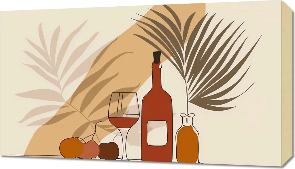 Quadro 70x40 cm Vino alle Palme | Stampa su Tela Arredamento Cucina