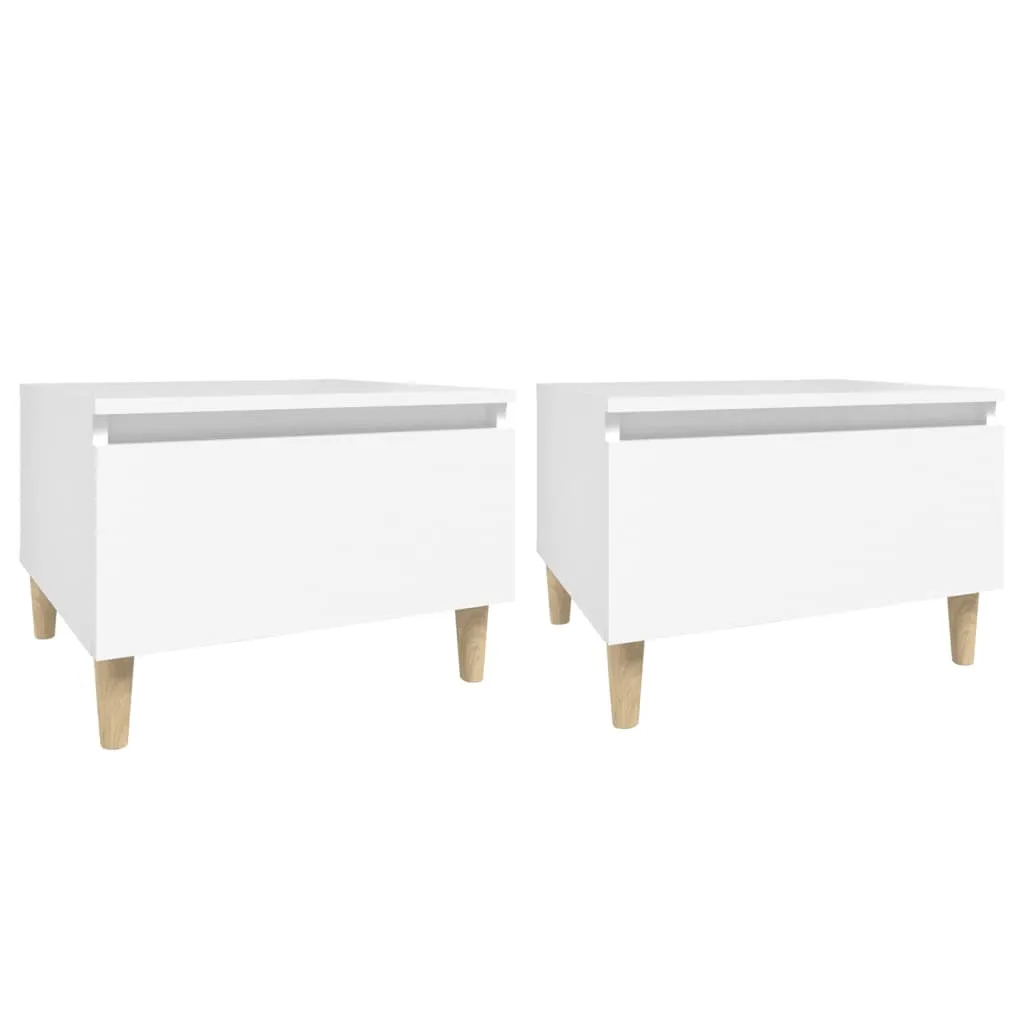 Tavolini Bianchi SYFAX™ Set 2 Pezzi - Tavolini da Salotto in Legno
