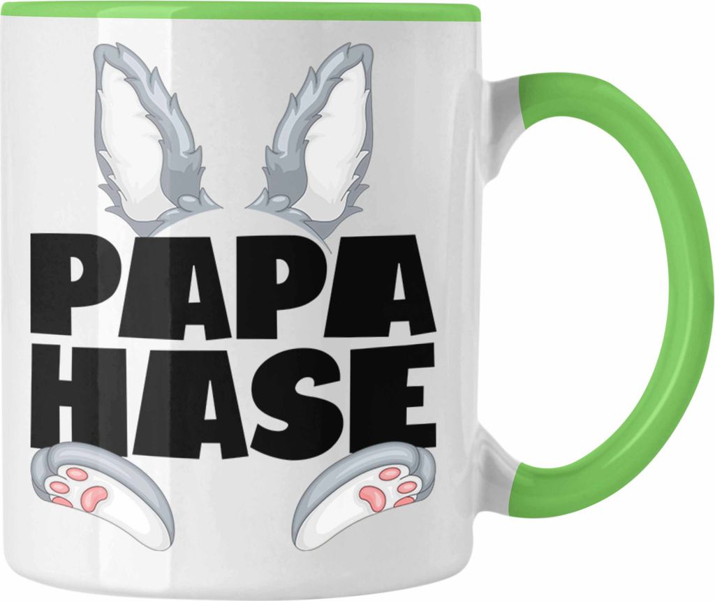 Trendation - Papa Hase Tasse Geschenk für Hasen-Vater Geschenkidee Kaffee-Becher Bester Papa Kaninchen (Grün)
