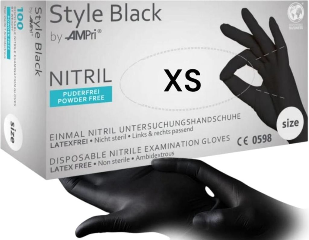 Rękawiczki Rękawice Nitrylowe Czarne STYLE BLACK AMPRI 100 Zdjęcie produktu 