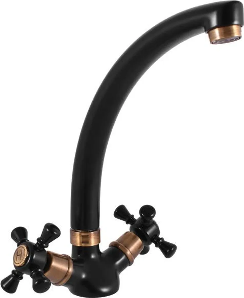 Robinet mélangeur évier rétro bronze et noir mat RAV Slezák MK320.0