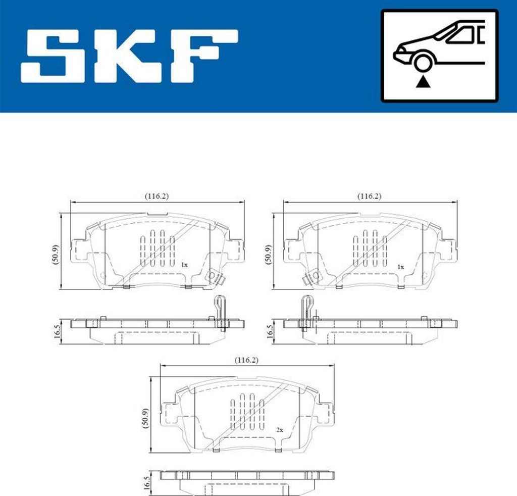 SKF VKBP 80641 A Bremsbelagsatz, Scheibenbremse OE 044650W050 kompatibel mit Celica, Corolla, MR 2, Yaris