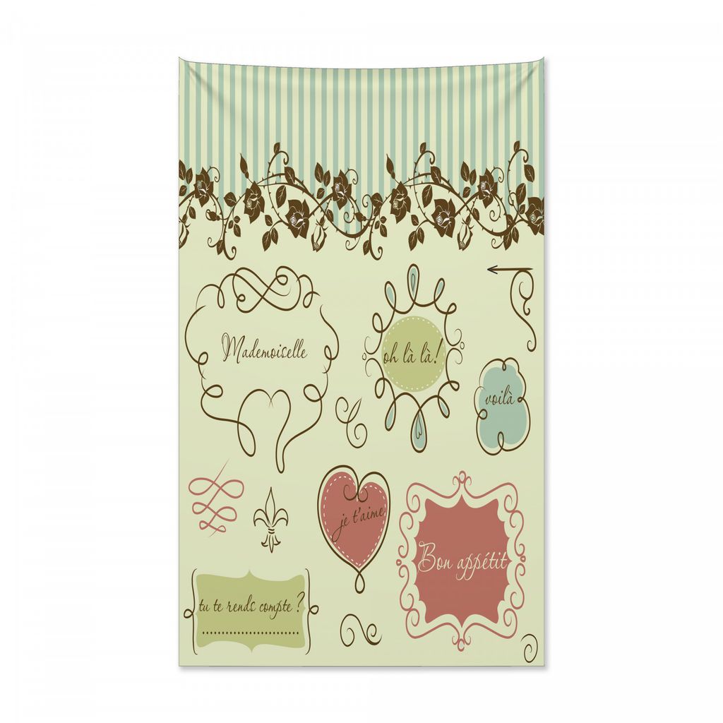Abakuhaus Gekritzel Wandteppich und Tagesdecke, Vintage Frankreich Gekritzel aus Weiches Mikrofaser Stoff Kein Verblassen Klare Farben Waschbar, 14...