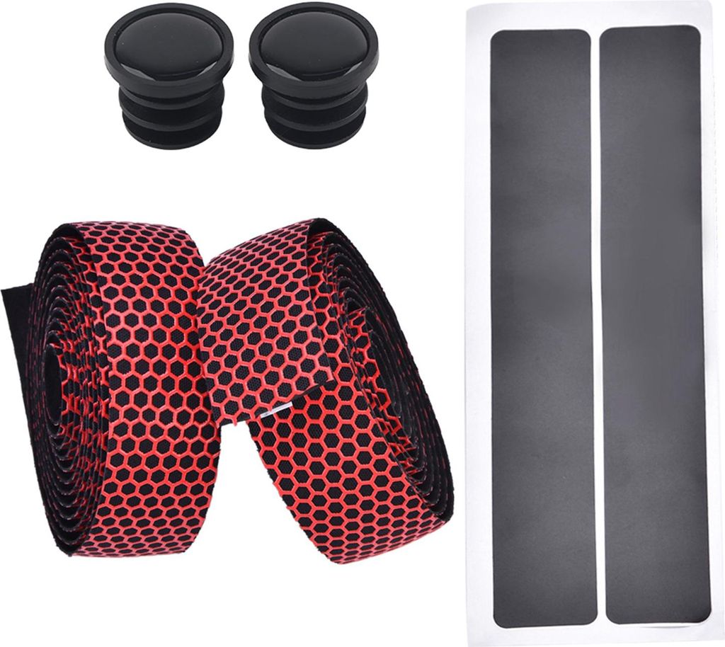 Set Rennrad-Mountainbike-Lenker-Antirutsch-Stoßdämpfungsband-Endstopfen (Rot)