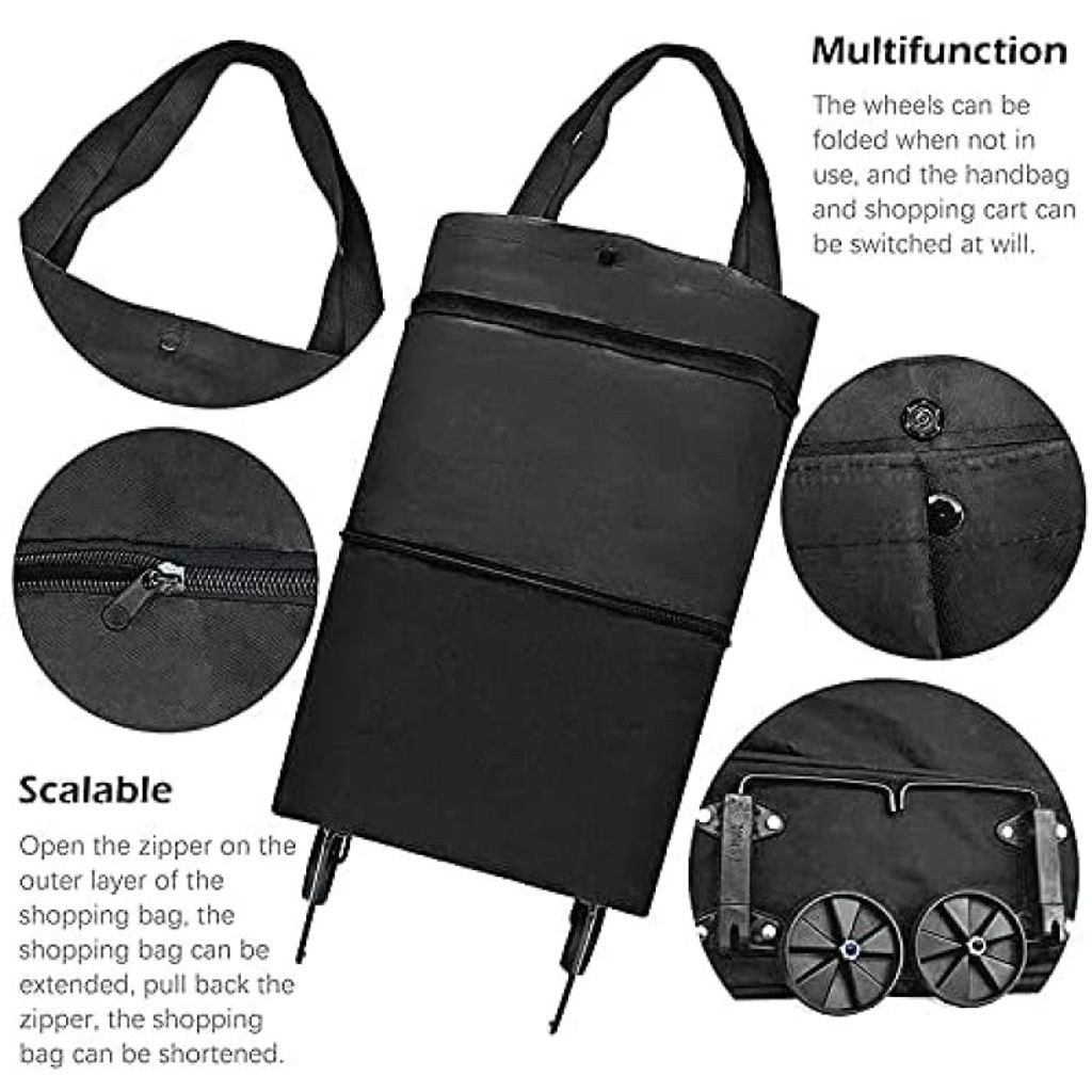 Natudeco Faltbarer Einkaufswagen - Klappbarer Einkaufshelfer Mit Rädern