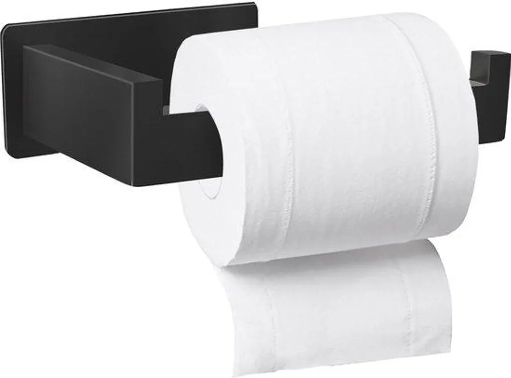 Support papier hygiénique noir pour salle de bain fixation adhésive